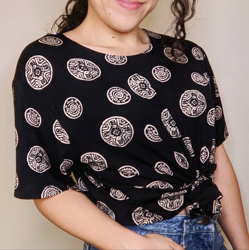 Vintage Coin Medallion Stretch Graphic Top